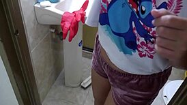 Young immigrant maid sucks huge cock for money, her tight pussy riding passionately.