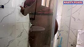 Ebony Housewife Fucked By Husband's Friend In Shower