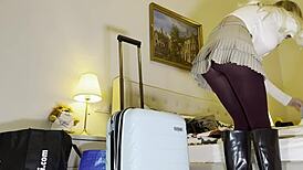 hot tight shaved pussy big tits girl comes for casting turns into a porn shooting for pantyhose academy