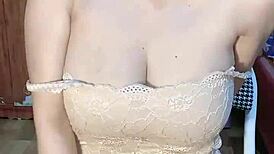 Glassed vietnamese girl masturbates