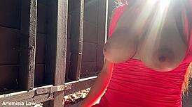 Artemisia Love, Italian Milf with Big Tits and Long Hair, Bounces Her Boobs