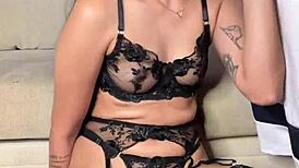 babe gives intense vertical lingerie blowjob with deepthroat and spanking