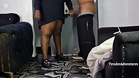 Quick blowjob before groceries turns into deepthroat and doggystyle fucking