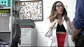 Callie Jacobs reveals the lingerie she was stealing at the shop, leading to hot sex.