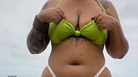 the cheese seller kept staring at my exposed pussy on the beach