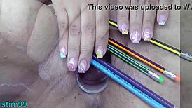 Two lesbians perform extreme prolapse insertions at the same time