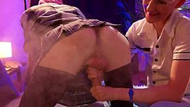 Blonde milf ruins guy's cumshot!