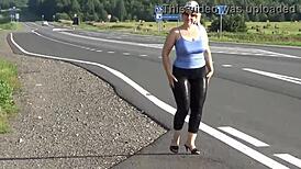 Big ass in leather leggings teases with homemade solo moves