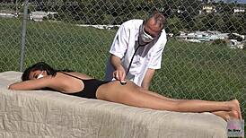 Dr. Grey gives a relaxing massage to the patient