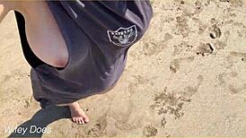 Wife Walks Around Public Beach Fully Nude
