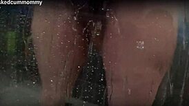 Spied on my chubby roommate using new dildo in shower. Almost dropped phone avoiding detection.