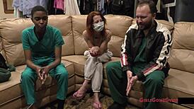 The perverted podiatrist jewel sucks in nurse fetish scene
