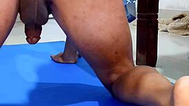 sexy thai small 18+ cock shemale rides and orgasms in the shower