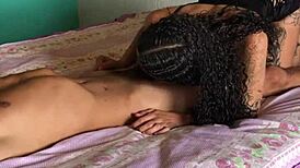 Hot Morena Sucks Huge Cock In Interracial Bedroom Quickie