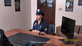 Powerful teacher turns cop lady into submissive whore in office