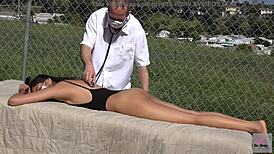 Dr. Grey gives a relaxing massage to the patient