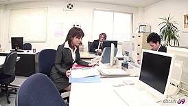 japanese secretary relaxes at toilet during work