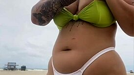 the cheese seller kept staring at my exposed pussy on the beach