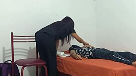 Capricious nurse treats patient by fondling big juicy tits