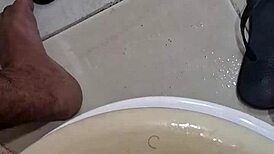 My bathroom is all sticky from intense solo masturbation!