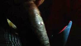Latina performs oral on black cock in deepthroat session.
