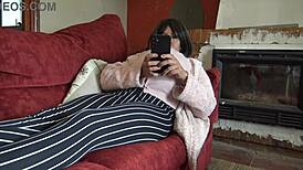 Pregnant Stepmother Urges Stepson to Fill Her Hairy Pussy with Cum