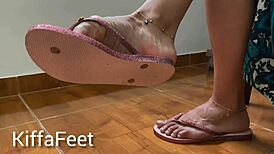 goddess kiffa dangles flip flops for foot worship
