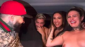 I picked up a lesbian couple at Guarulhos airport and we had wild sex in the car, everyone sucking and getting messy.