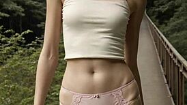 I stand in my underwear on a bridge in the woods