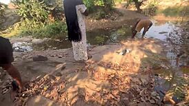 i convinced this shy village girl to fuck outside and she got all wet and moaning