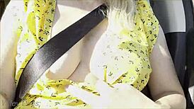 Wifey Flashes Her Perfect Tits In The Car!