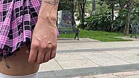 Follado a una puta exhibicionista con minifalda