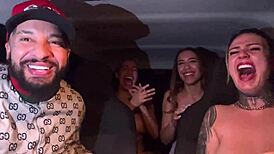 I picked up a lesbian couple at Guarulhos airport and we had wild sex in the car, everyone sucking and getting messy.