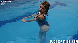 Ashlee Rose in ROMANTIC UNDERWATER Scene with Silver Dress and Slim Blonde Body