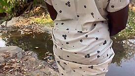 i convinced this shy village girl to fuck outside and she got all wet and moaning