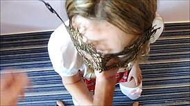 Submissive school milf clara deepthroats big cock and swallows cumshot