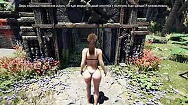 Lara Pleasures Huge Statue Penis in Arena 3D Hentai Game