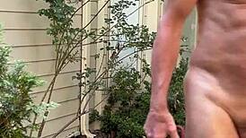 nakedman15 flashes ass in the garden for exhibitionist fun