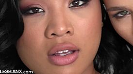 Gorgeous brunettes share intense lesbian orgasm - lesbianx