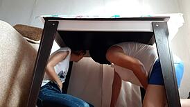 We Hide Under The Table From Our Stepparents To Masturbate, Lesbian Illusion Girls