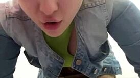 in public, a teen girl gets her pussy fucked by a big dick while masturbating with toys