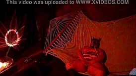 Getting Frisky In A Tent Fingering Her Wet Hole In A Hammock!