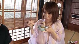 Boy seduces biggest natural tits Japanese step-mom to uncensored JAV creampie fuck