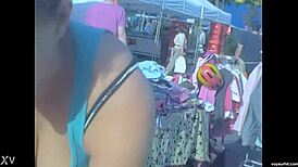 Hidden Cam Catches Downblouse Tease Action!