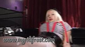 Blonde mistress makes loser worship feet and ass 😈👣