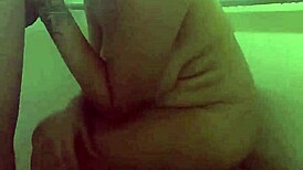 Wife sneaks in some hot sex in the public shower, she whispers.