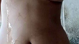 innocent latina girl bathing under hidden camera