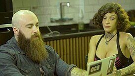 tattooed rocker fucks his girlfriend hard in the ass 😈