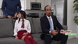 Fucking my teen girlfriend in front of step parents!