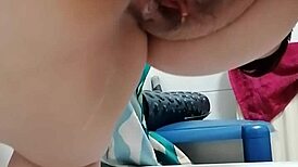 my girlfreind pisses from behing in hommade video, i luv her big tits n shaved pussy squirtin